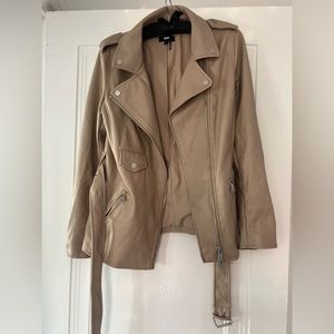 DKNY tan/beige motorcycle jacket size S